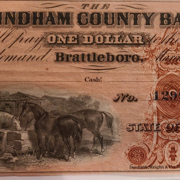 Windham County Bank, Vermont, $1 Obsolete Banknote From the 1860s - Picture 4 of 6